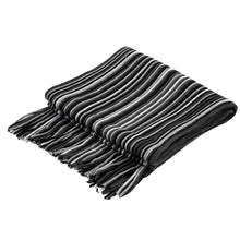 Load image into Gallery viewer, Men&#39;s Black and White Striped Scarf with Tassels
