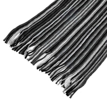 Load image into Gallery viewer, Men&#39;s Black and White Striped Scarf with Tassels
