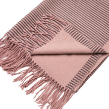 Load image into Gallery viewer, Women Oversized Pink and Brown Striped Reversible Scarf with Tassels
