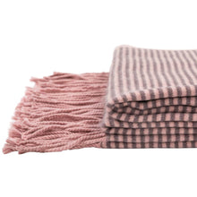 Load image into Gallery viewer, Women Oversized Pink and Brown Striped Reversible Scarf with Tassels
