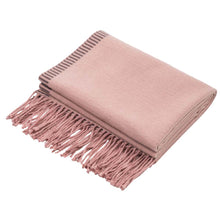 Load image into Gallery viewer, Women Oversized Pink and Brown Striped Reversible Scarf with Tassels
