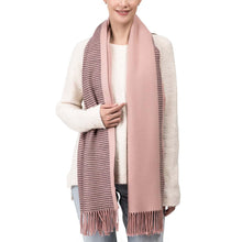 Load image into Gallery viewer, Women Oversized Pink and Brown Striped Reversible Scarf with Tassels
