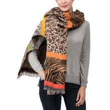 Load image into Gallery viewer, Women Oversized Double Jacquard Leopard Scarf with Tassels
