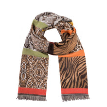 Load image into Gallery viewer, Women Oversized Double Jacquard Leopard Scarf with Tassels
