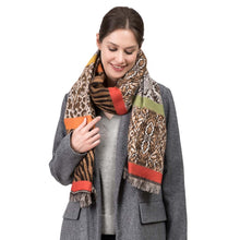 Load image into Gallery viewer, Women Oversized Double Jacquard Leopard Scarf with Tassels
