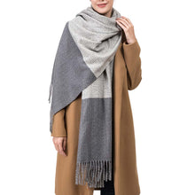 Load image into Gallery viewer, Unisex Oversized Grey long scarf Scarf with Tassels
