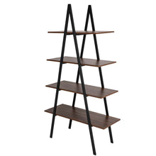 Load image into Gallery viewer, 64.57&quot;H Brown Metal/Wooden 4-Tier Bookcases and Ladder Shelf
