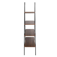 Load image into Gallery viewer, 64.57&quot;H Brown Metal/Wooden 4-Tier Bookcases and Ladder Shelf
