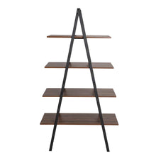 Load image into Gallery viewer, 64.57&quot;H Brown Metal/Wooden 4-Tier Bookcases and Ladder Shelf
