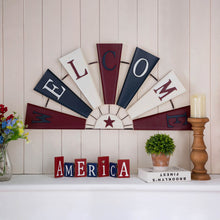 Load image into Gallery viewer, 32&quot;L Welcome Metal Patriotic Half Wind Spinner Wall Decor
