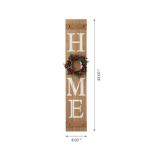 Load image into Gallery viewer, 42&quot;H Wooden Brown HOME Porch Sign With 3 Interchangeable Wreathes（Spring/Fall/Christmas）
