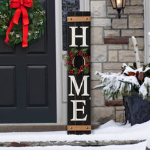 Load image into Gallery viewer, 42&quot;H Wooden Black HOME Porch Sign With 3 Interchangeable Wreathes（Spring/Fall/Christmas）
