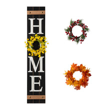 Load image into Gallery viewer, 42&quot;H Wooden Black HOME Porch Sign With 3 Interchangeable Wreathes（Spring/Fall/Christmas）
