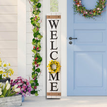 Load image into Gallery viewer, 60&quot;H Wooden White WELCOME Porch Sign With 4 Interchangeable Wreathes（Spring/Patriotic/Fall/Christmas）
