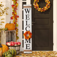 Load image into Gallery viewer, 60&quot;H Wooden White WELCOME Porch Sign With 4 Interchangeable Wreathes（Spring/Patriotic/Fall/Christmas）
