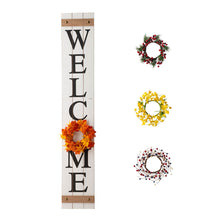 Load image into Gallery viewer, 60&quot;H Wooden White WELCOME Porch Sign With 4 Interchangeable Wreathes（Spring/Patriotic/Fall/Christmas）
