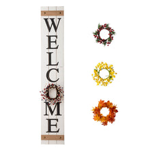 Load image into Gallery viewer, 60&quot;H Wooden White WELCOME Porch Sign With 4 Interchangeable Wreathes（Spring/Patriotic/Fall/Christmas）
