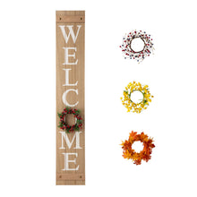 Load image into Gallery viewer, 60&quot;H Wooden Brown WELCOME Porch Sign With 4 Interchangeable Wreathes（Spring/Patriotic/Fall/Christmas）
