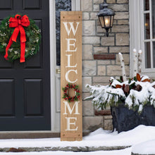 Load image into Gallery viewer, 60&quot;H Wooden Brown WELCOME Porch Sign With 4 Interchangeable Wreathes（Spring/Patriotic/Fall/Christmas）
