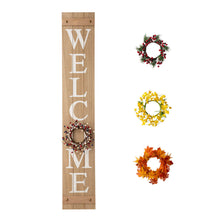 Load image into Gallery viewer, 60&quot;H Wooden Brown WELCOME Porch Sign With 4 Interchangeable Wreathes（Spring/Patriotic/Fall/Christmas）
