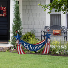 Load image into Gallery viewer, 36&quot;L Welcome Metal Stars and Stripes Yard Stake
