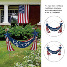 Load image into Gallery viewer, 36&quot;L Welcome Metal Stars and Stripes Yard Stake
