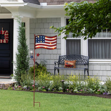 Load image into Gallery viewer, 42&quot;H Metal American Flag Yard Stake with Solar Lights
