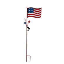 Load image into Gallery viewer, 42&quot;H Metal American Flag Yard Stake with Solar Lights
