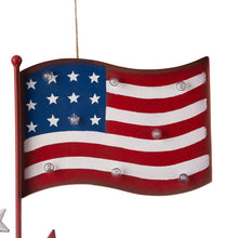 Load image into Gallery viewer, 42&quot;H Metal American Flag Yard Stake with Solar Lights
