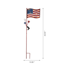 Load image into Gallery viewer, 42&quot;H Metal American Flag Yard Stake with Solar Lights
