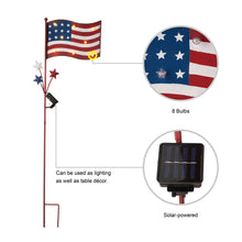 Load image into Gallery viewer, 42&quot;H Metal American Flag Yard Stake with Solar Lights
