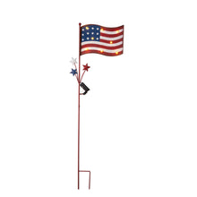 Load image into Gallery viewer, 42&quot;H Metal American Flag Yard Stake with Solar Lights
