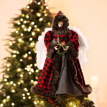 Load image into Gallery viewer, 16&quot;H Christmas Red Plaid Angel Tree Topper
