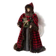 Load image into Gallery viewer, 16&quot;H Christmas Red Plaid Angel Tree Topper
