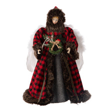 Load image into Gallery viewer, 16&quot;H Christmas Red Plaid Angel Tree Topper
