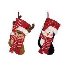 Load image into Gallery viewer, 3D Hooked Stocking, Penguin &amp; Reindeer, Set of 2
