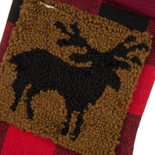 Load image into Gallery viewer, Plaid Stocking With Rug Hooked Stocking(Reindeer&amp; Bear),Set of 2
