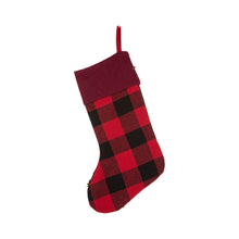 Load image into Gallery viewer, Plaid Stocking With Rug Hooked Stocking(Reindeer&amp; Bear),Set of 2
