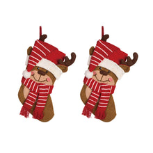 Load image into Gallery viewer, 2PK 3D Hooked Stocking, Reindeer
