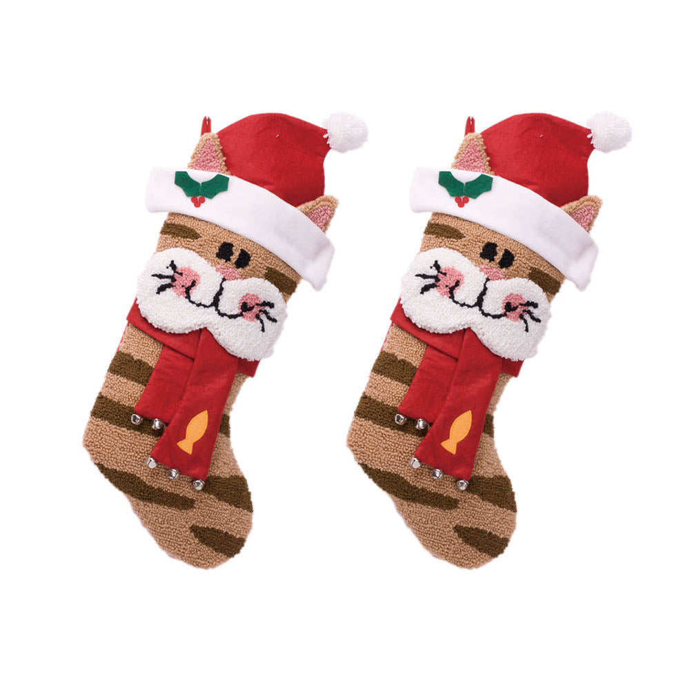 2PK Hooked Stocking, 3D Cat