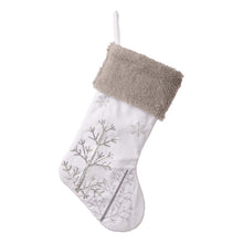 Load image into Gallery viewer, 21&quot;L White Fleece with Christmas Tree and Snowflake Stocking
