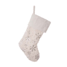 Load image into Gallery viewer, 21&quot;L White Plush with Snowflake Christmas Stocking
