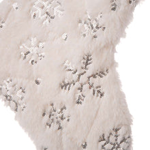 Load image into Gallery viewer, 21&quot;L White Plush with Snowflake Christmas Stocking
