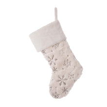 Load image into Gallery viewer, 21&quot;L White Plush with Snowflake Christmas Stocking
