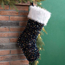 Load image into Gallery viewer, 21&quot;L Navy Blue Sequin Christmas Stocking
