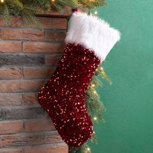 Load image into Gallery viewer, 21&quot;L Red Sequin Christmas Stocking
