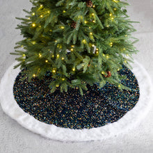 Load image into Gallery viewer, 48&quot;D Navy Blue Sequin Christmas Tree Skirt
