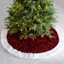 Load image into Gallery viewer, 48&quot;D Red Sequin Christmas Tree Skirt
