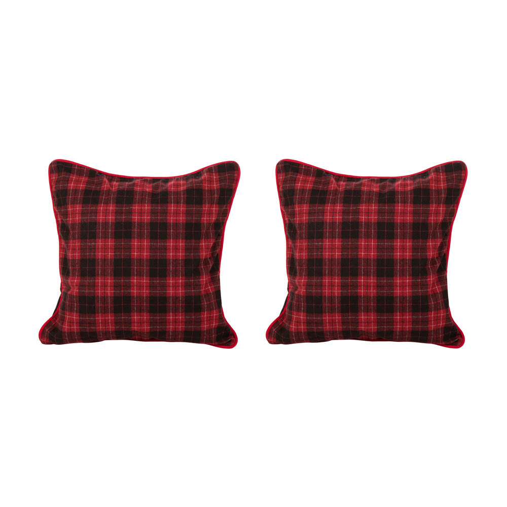 2PK Farmhouse Red & Black Plaid Pillow Cover