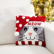 Load image into Gallery viewer, 14&quot;L Hooked 3D Cat Meow Throw Pillow
